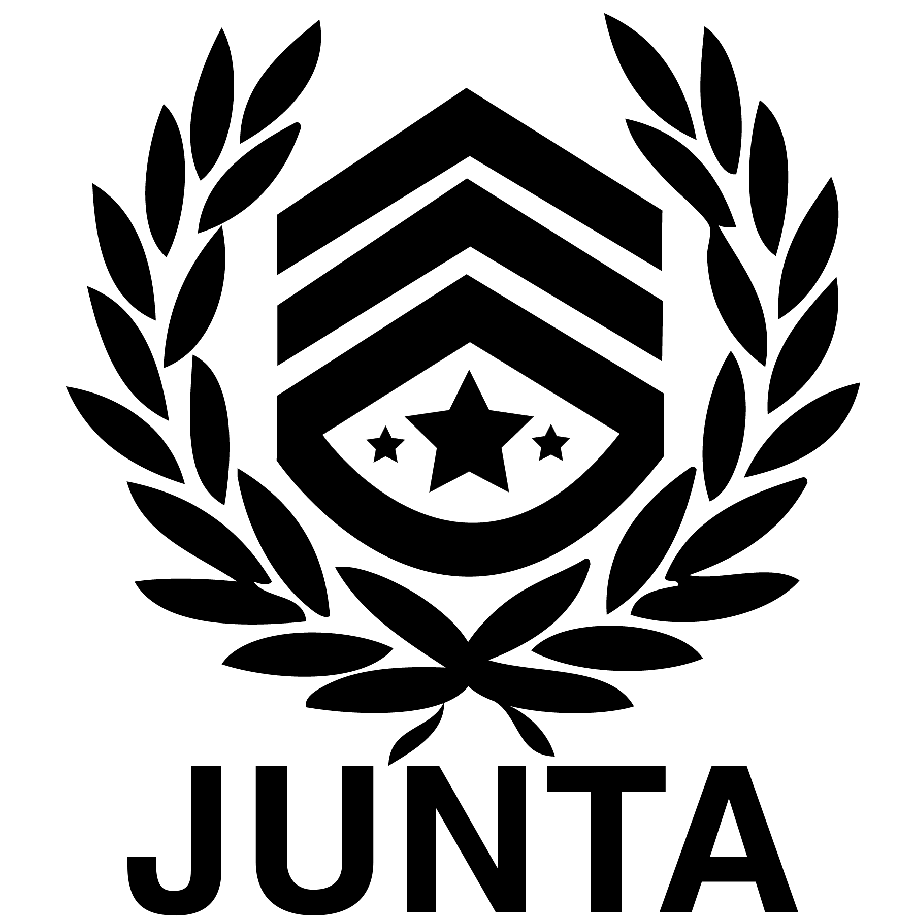 Junta – chevron shield wordmark with laurel wreath